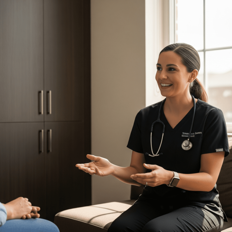 Aesthetic medical professional consulting with patient at Skinjectables