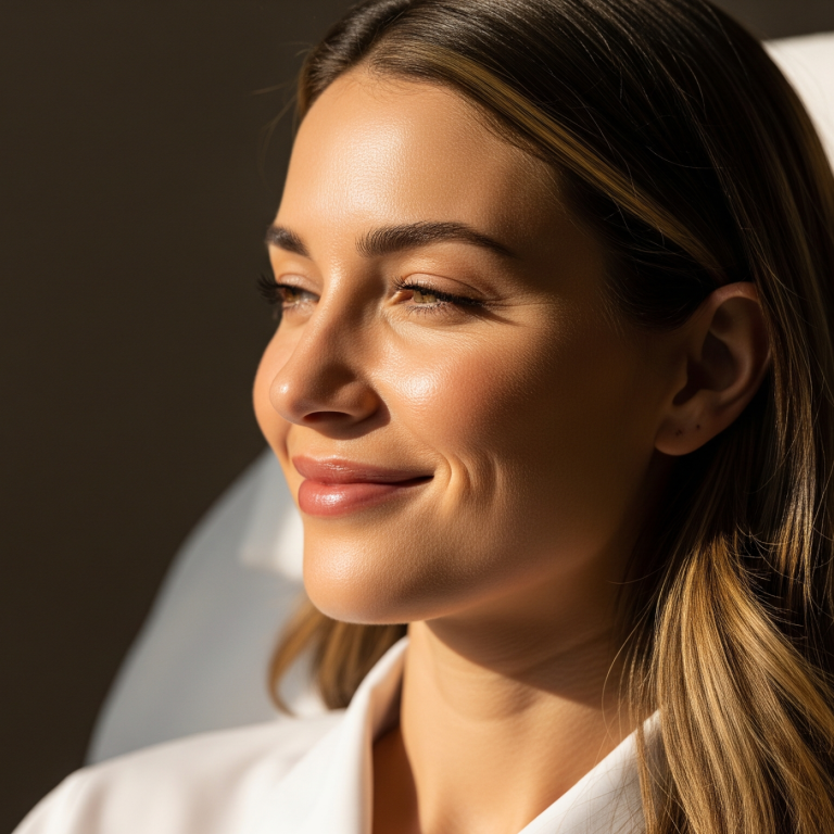 Woman smiling confidently after aesthetic injectable treatment